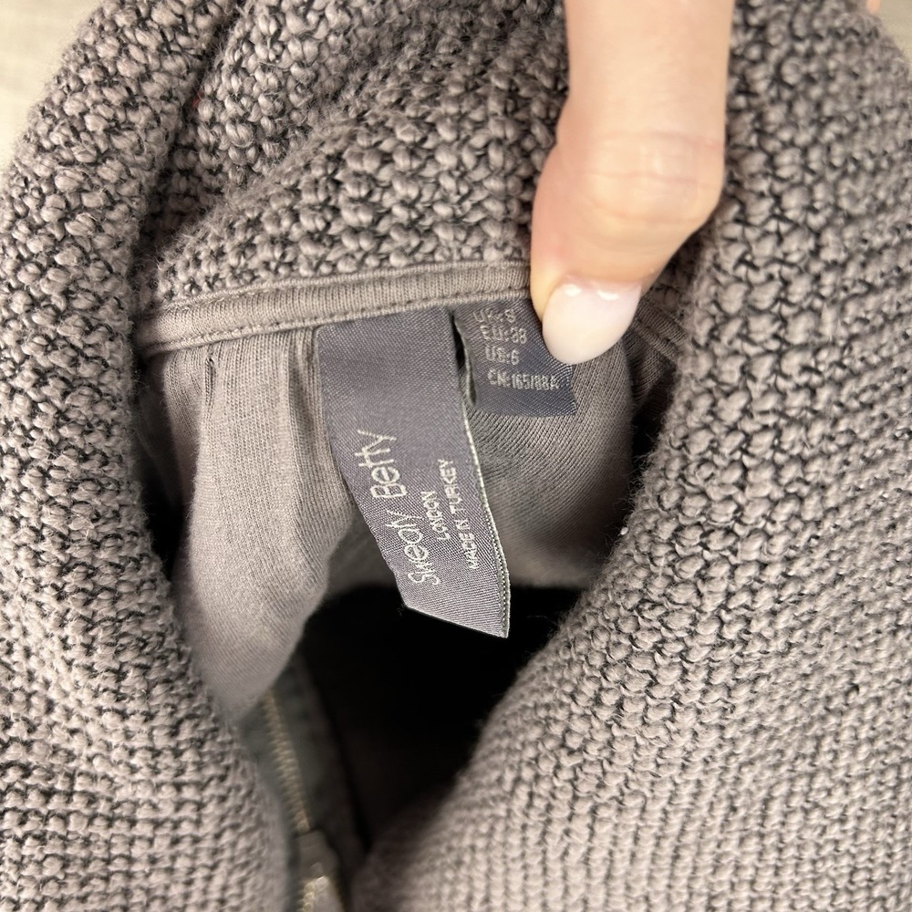 SWEATY BELLY Sweatshirt 6 Restful Boucle 1/2 Zip Cowl Neck Boxy Jumper Gray - Picture 4 of 4